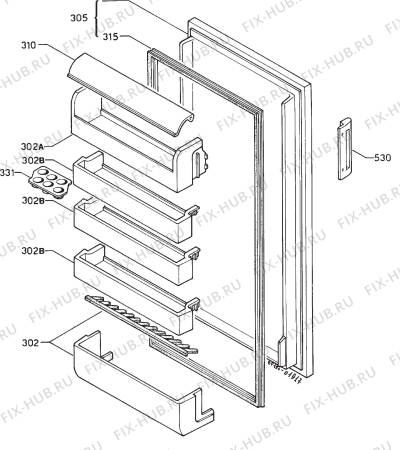 Взрыв-схема холодильника Zanussi ZF235C - Схема узла Door 003